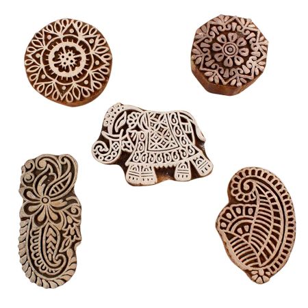 Set of 5 Piece New Mix Wooden Printing Blocks